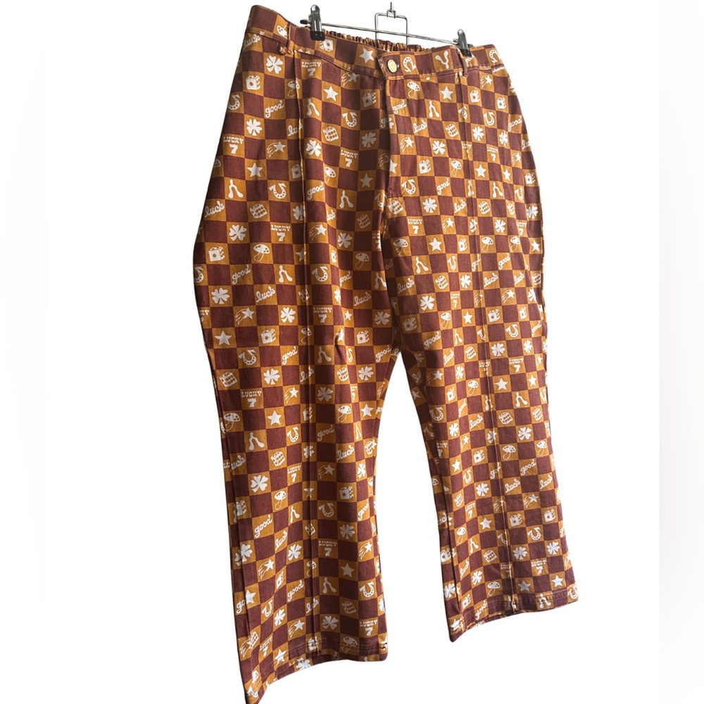 Big Bud Press Brown & Cream Checkerboard Wide-Leg Pants